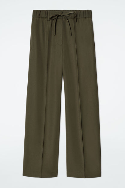 Drawstring straight-leg trousers