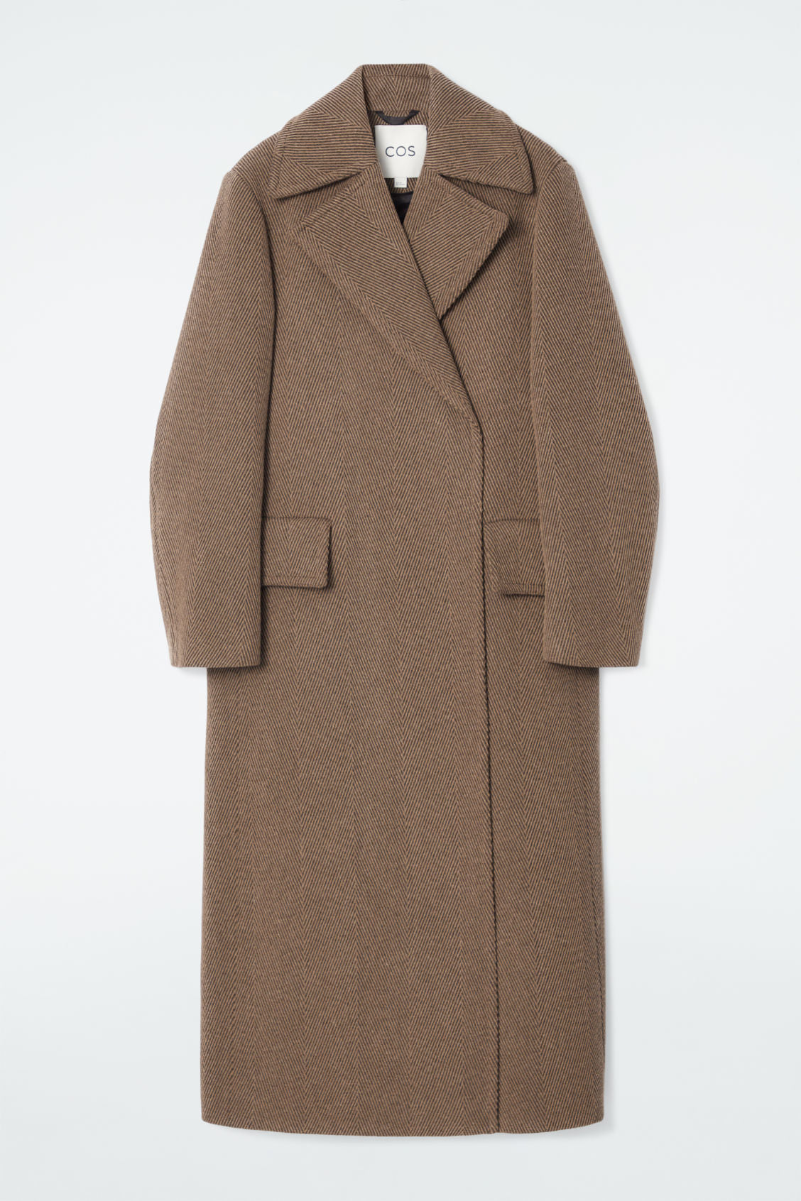 Tailored Herringbone Wool Coat