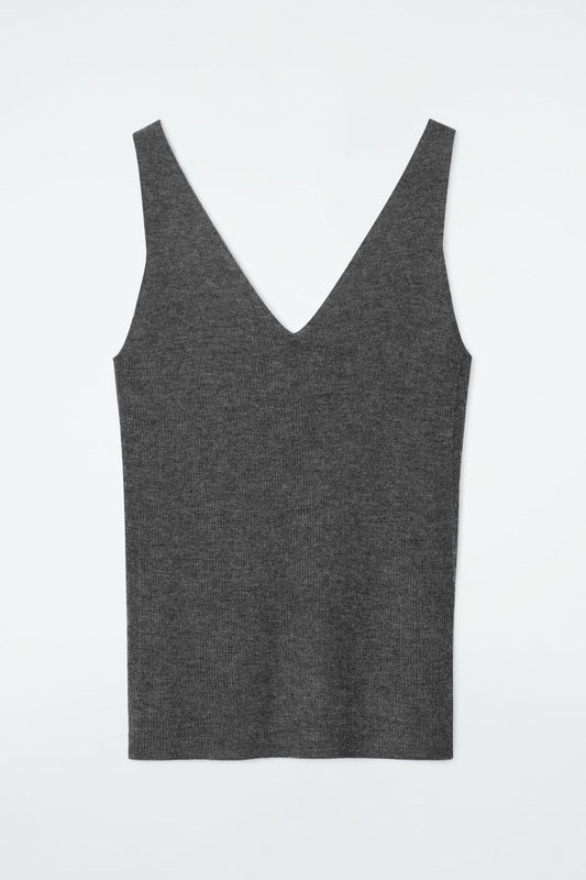 Slim ribbed cashmere tank top