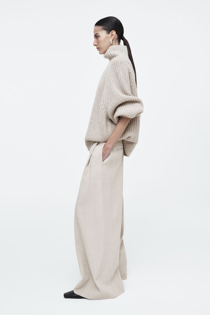 Relaxed wool-blend wide-leg trousers