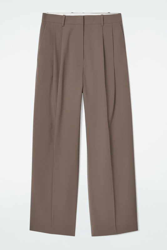 Wide-Leg Tailored Twill Trousers