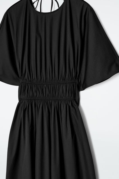 Gathered open-back midi dress