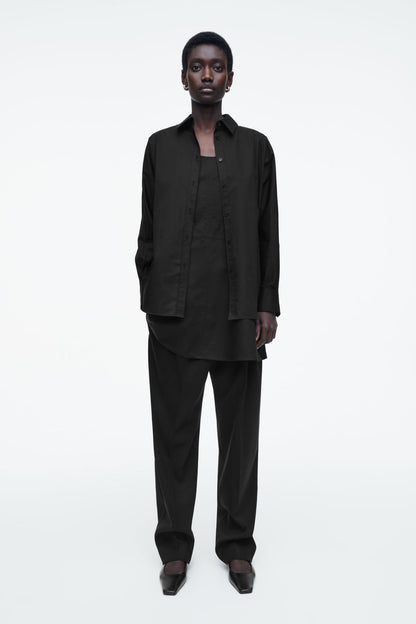 Layered trapeze shirt dress