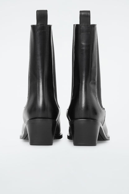 Square-Toe Leather Chelsea Boots