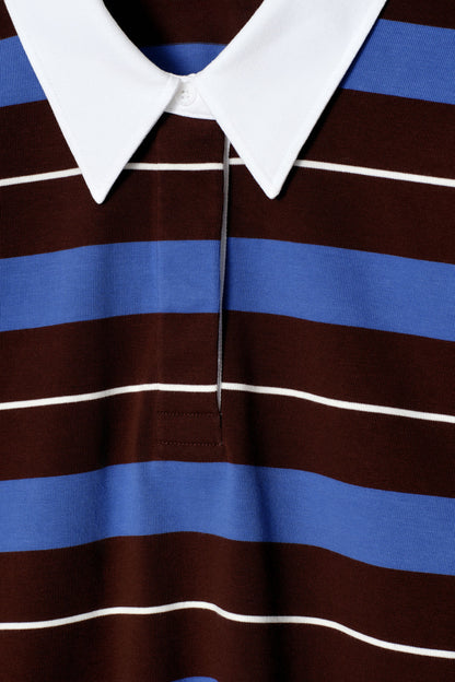 Striped long-sleeved polo shirt