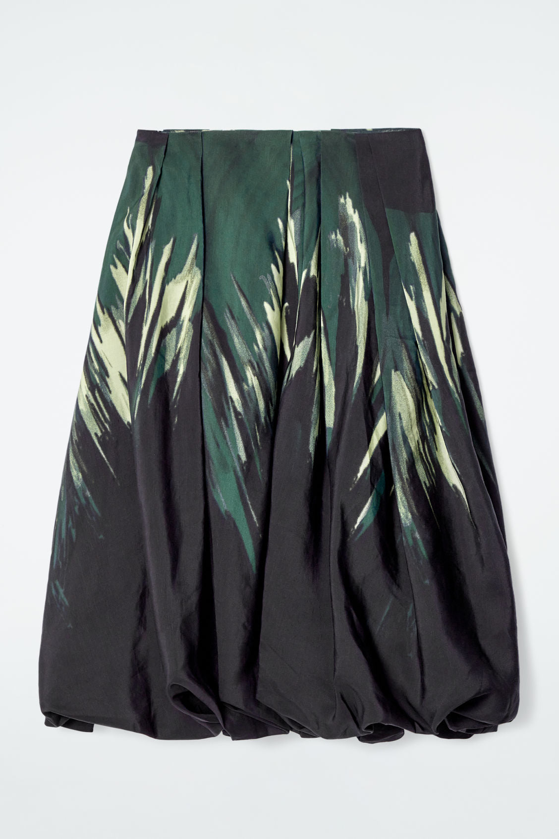 Printed bubble-hem midi skirt