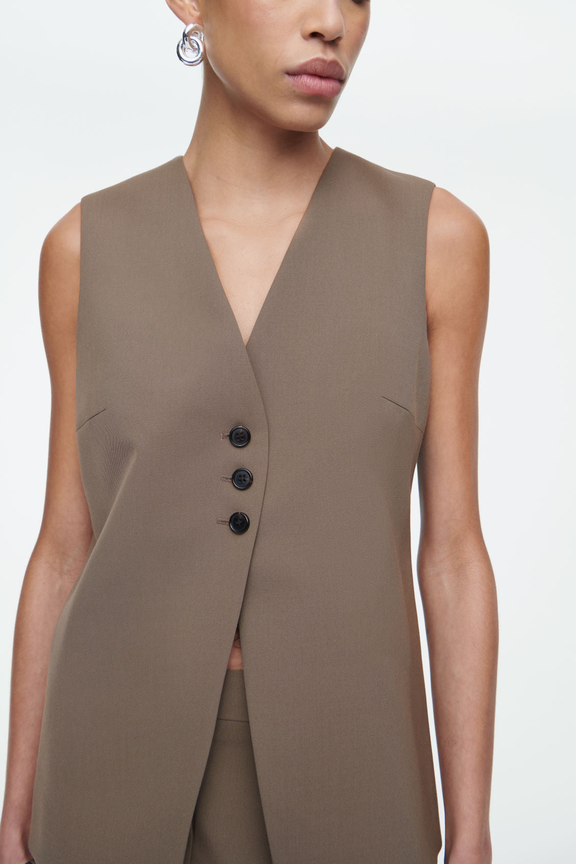 Longline Tailored Twill Waistcoat