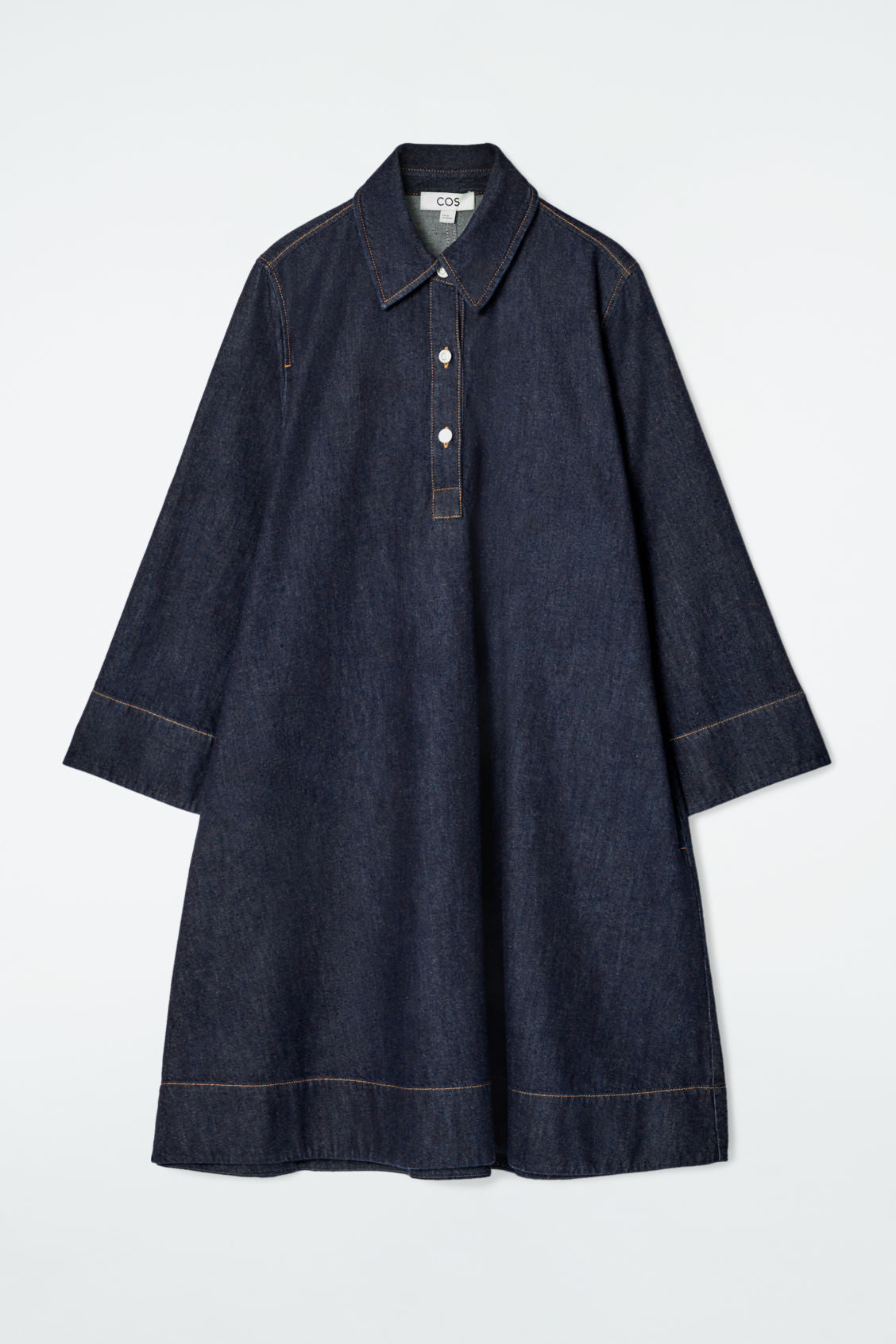 A-line denim mini shirt dress