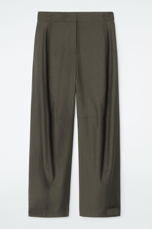 Wool barrel-leg utility trousers