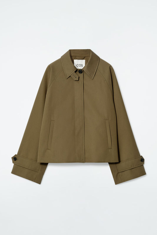 Short twill trench coat