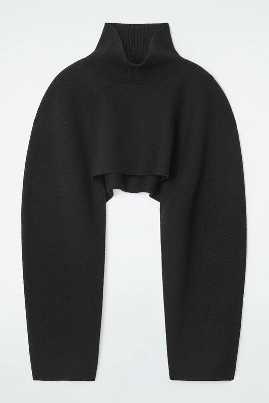 Cropped Hybrid Boiled-Wool Cape