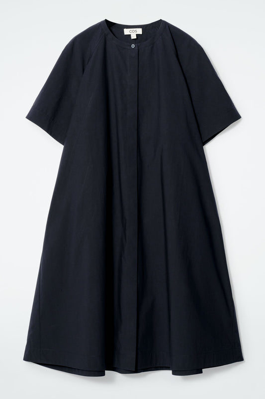 Oversized flared poplin midi dress