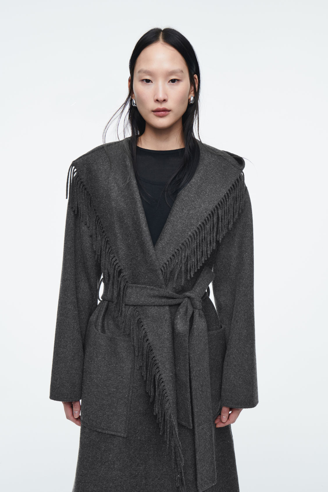 Fringed Double-Faced Wool Coat