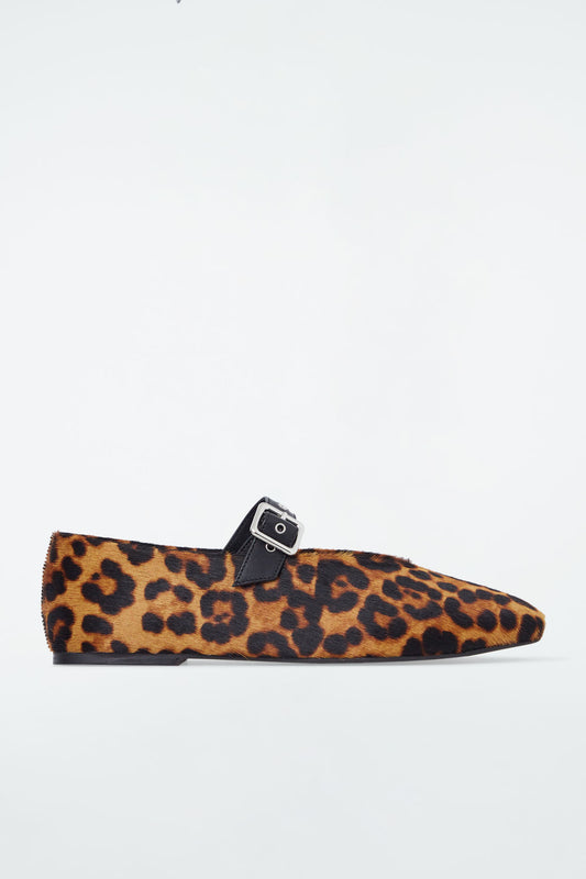 Leopard-Print Pony Hair Ballet Flats