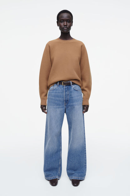 Rounded double-faced wool jumper