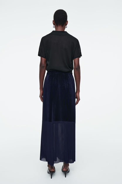 Panelled Pleated Column Maxi Skirt