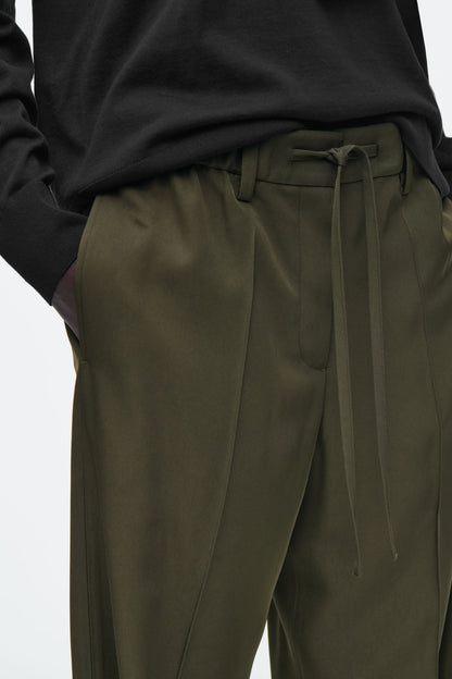 Drawstring straight-leg trousers