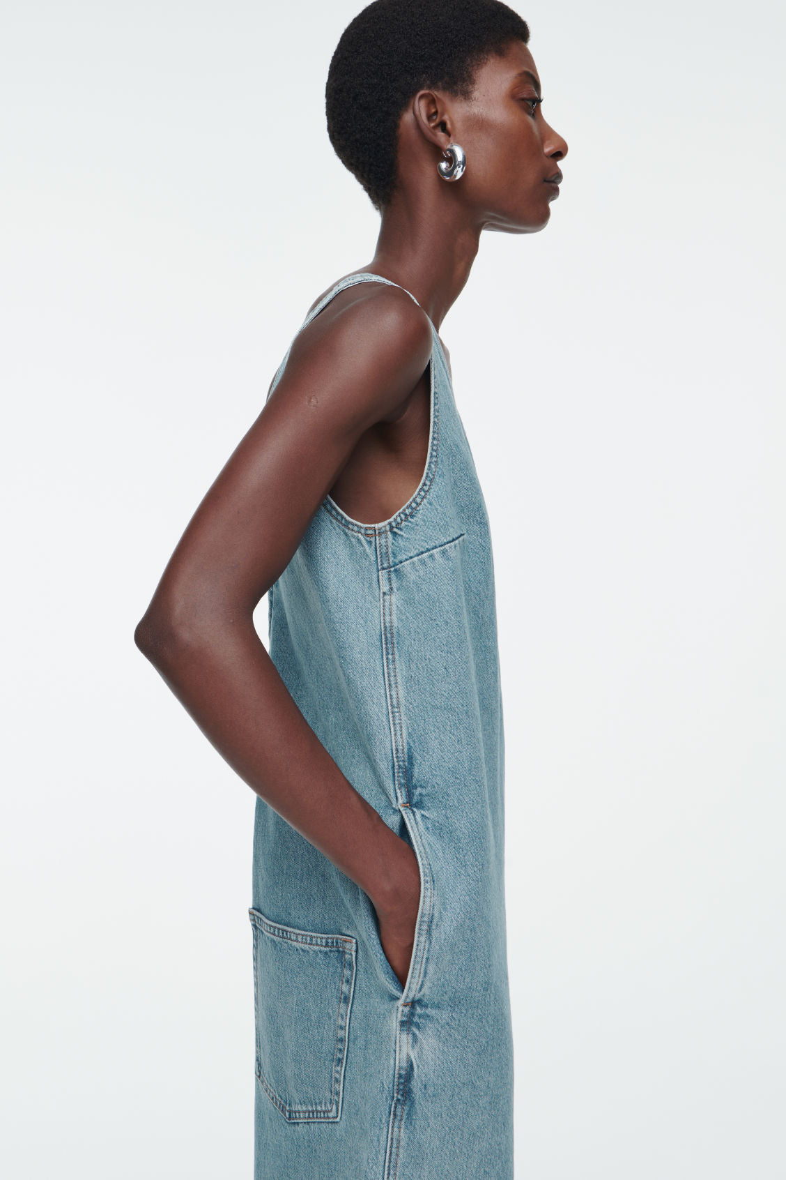 V-Neck Denim Jumpsuit