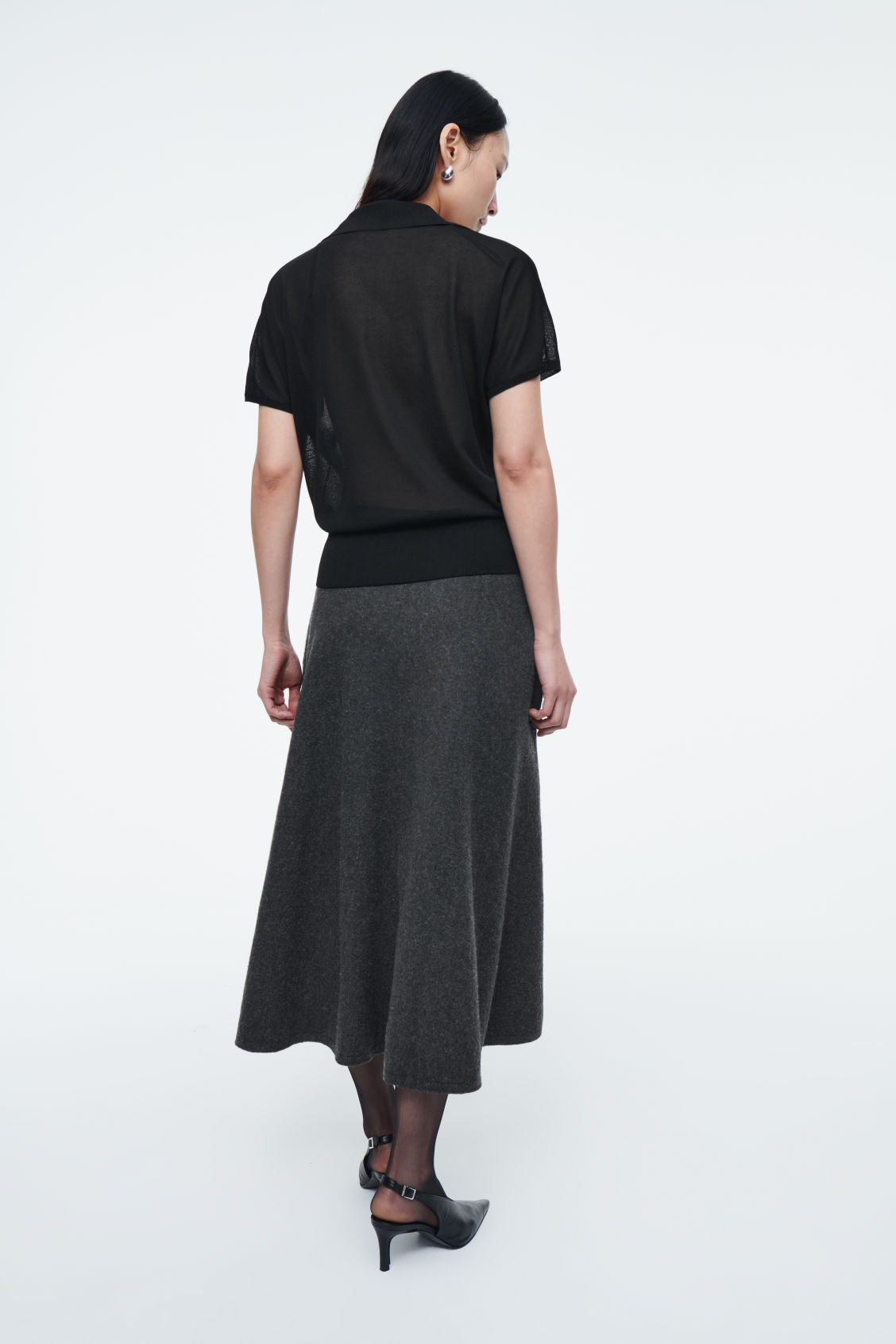 Boiled-Wool Midi Skirt