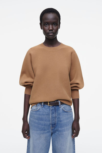 Rounded double-faced wool jumper