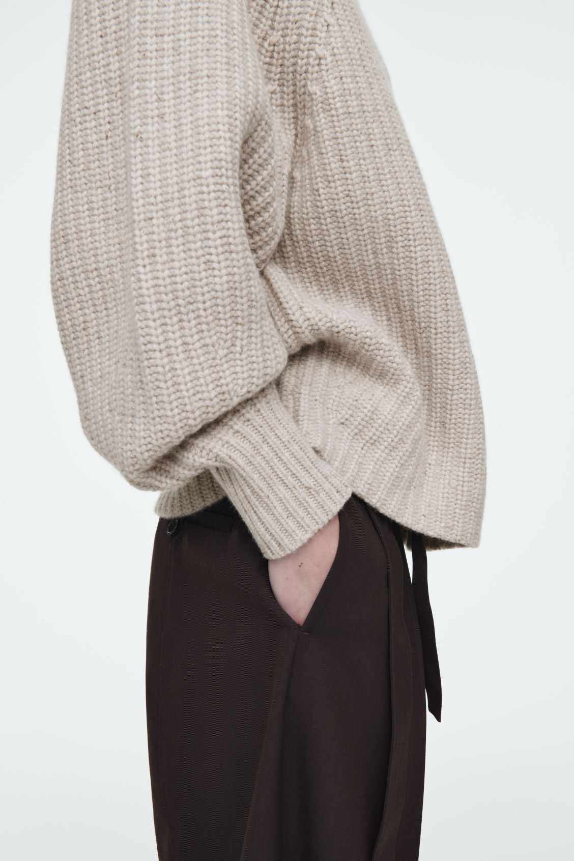 Ribbed cashmere-blend funnel-neck jumper