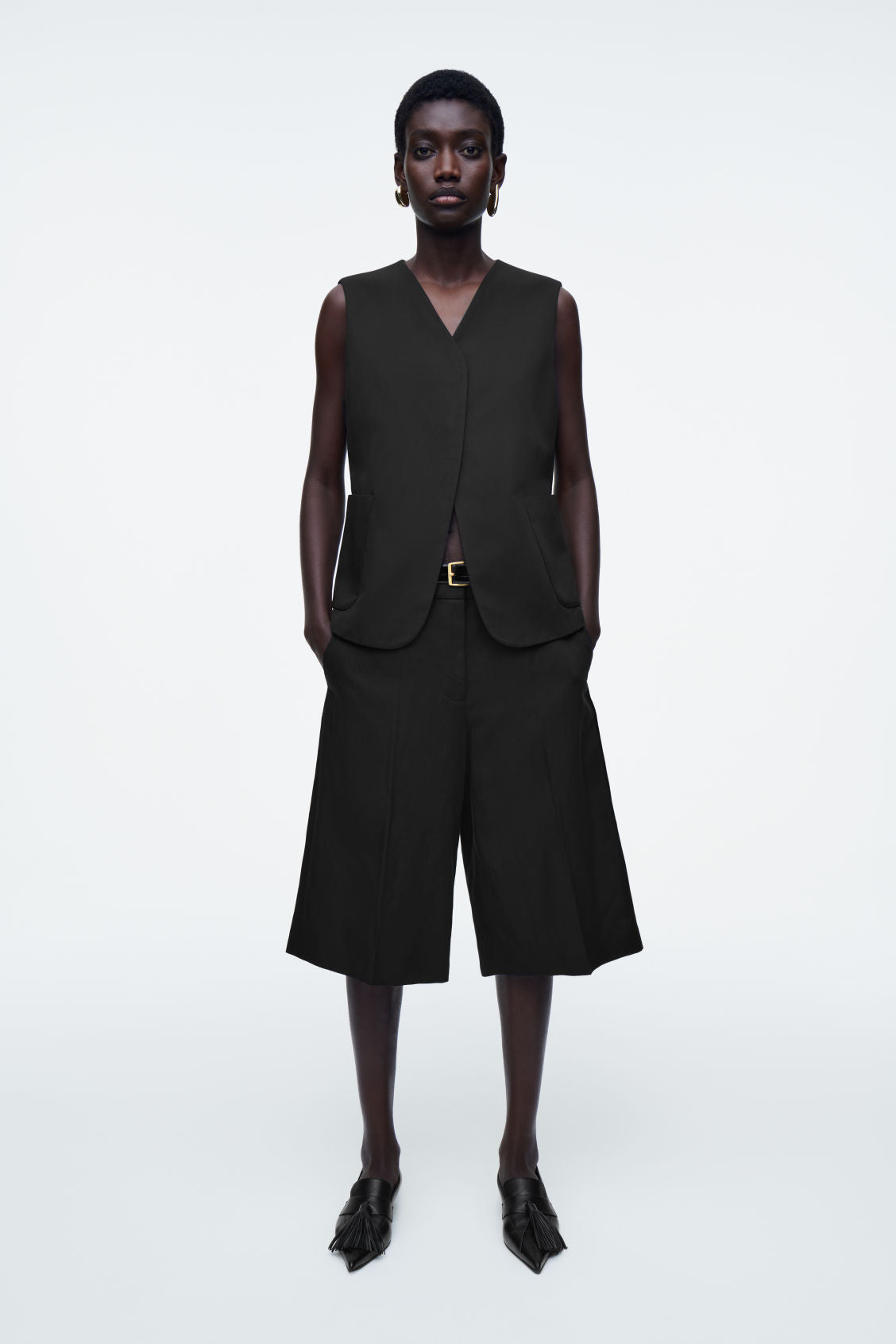 Wrap-front linen-blend waistcoat