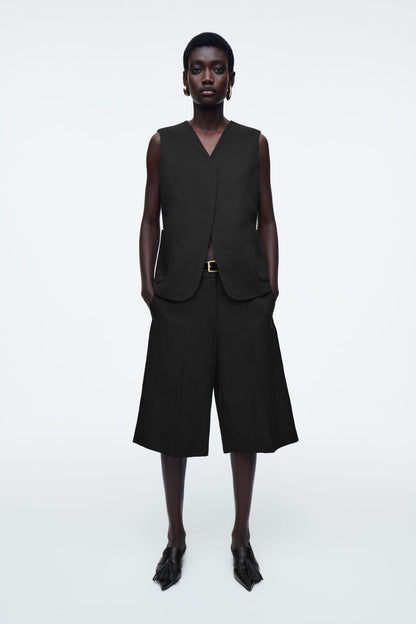 Wrap-front linen-blend waistcoat