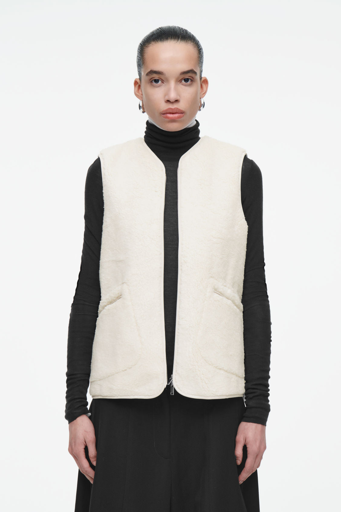 Oversized faux shearling gilet