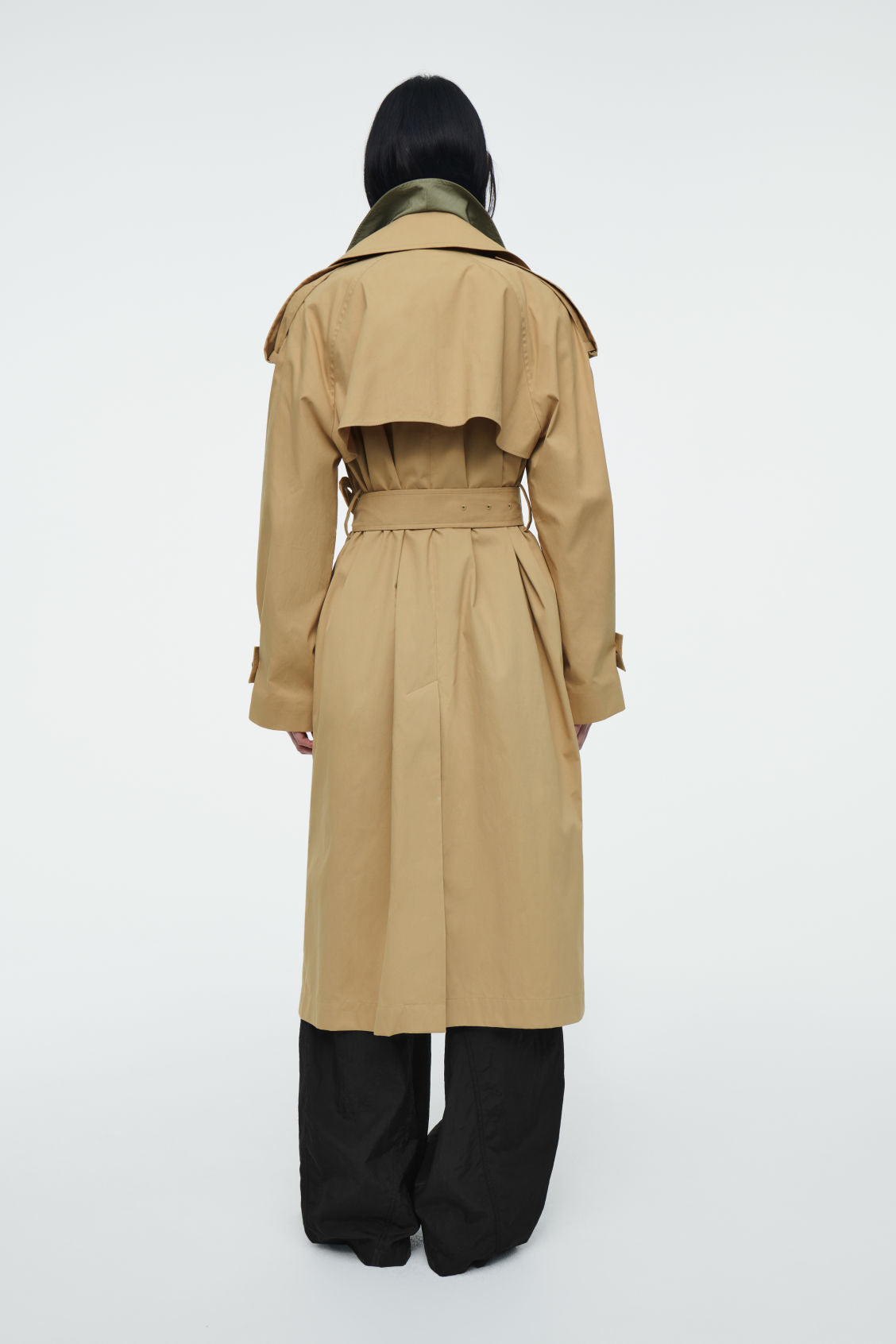 Layered Double-Breasted Trench Coat