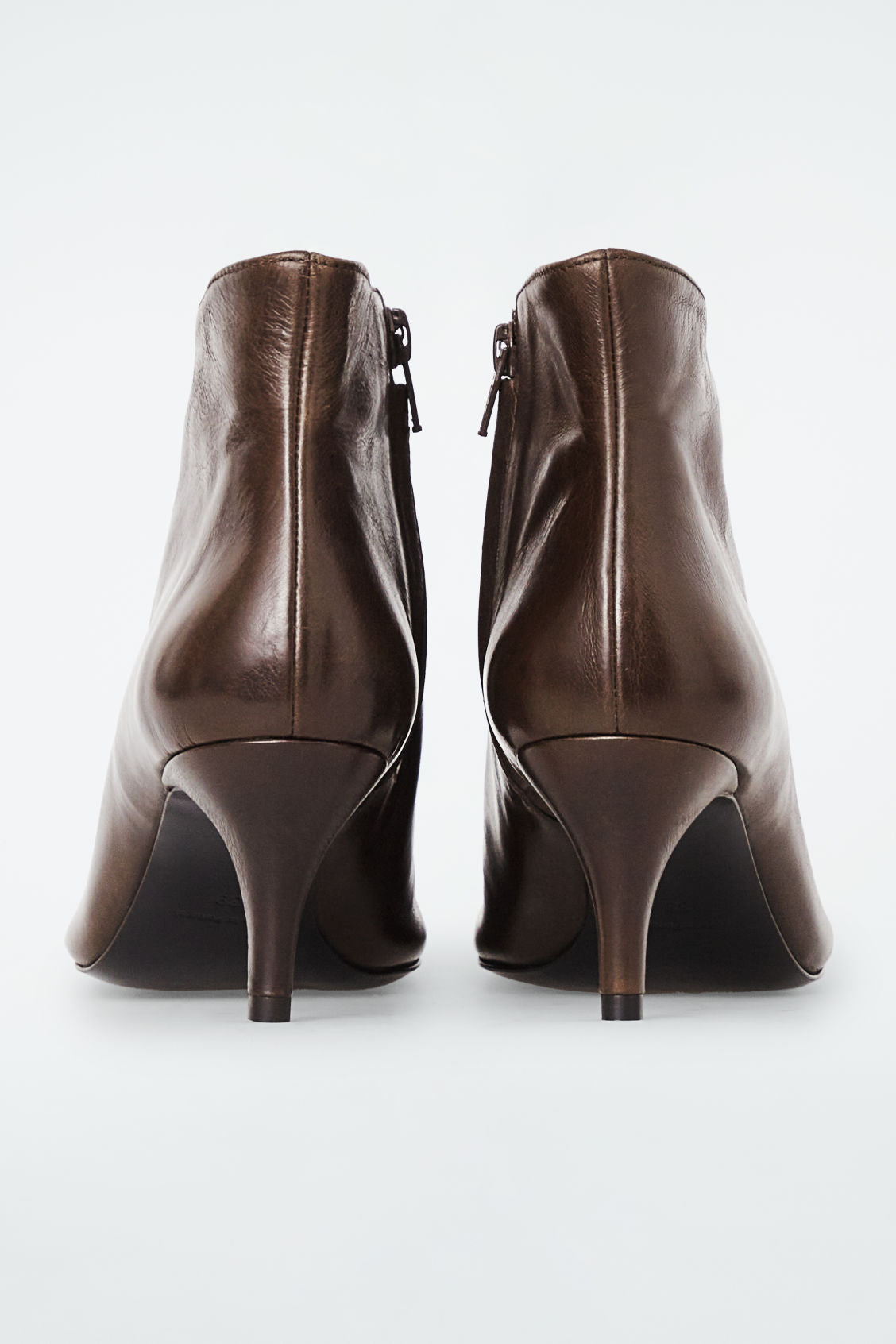 Square-Toe Leather Ankle Boots