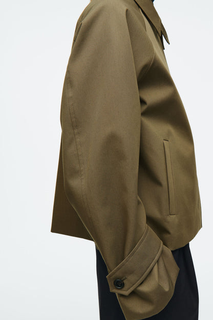 Short twill trench coat