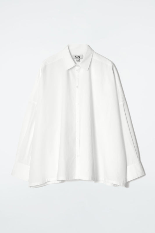 Oversized pleat-back cotton shirt