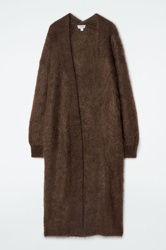 Textured Mohair-Blend Maxi Cardigan