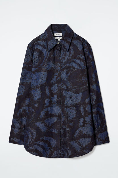 Regular jacquard denim shirt