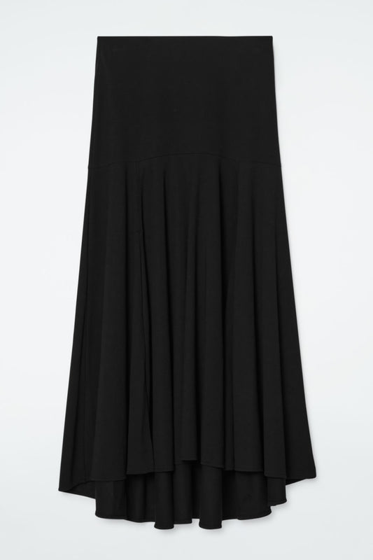 Flared Asymmetric Midi Skirt