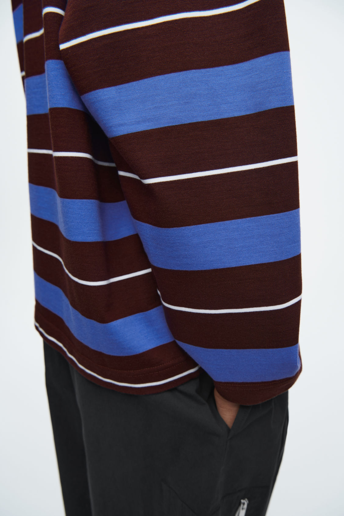 Striped long-sleeved polo shirt