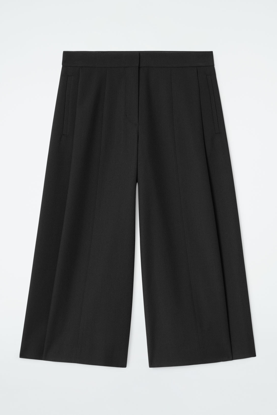 Cropped wool-blend wide-leg trousers