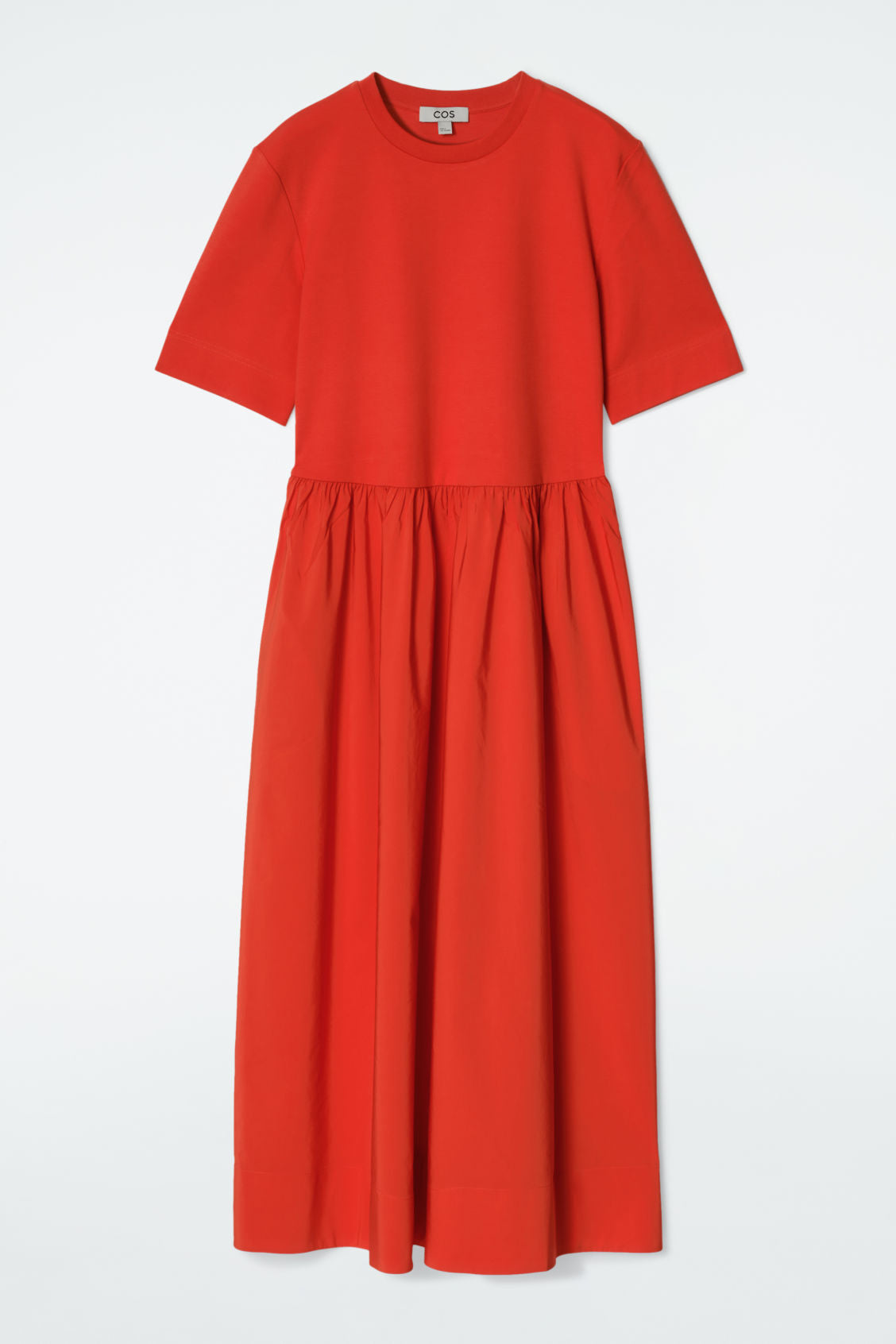 Contrast-panel midi dress