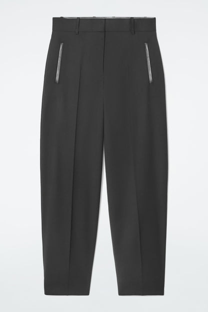 The tailored barrel-leg trousers