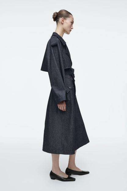 Oversized denim trench coat