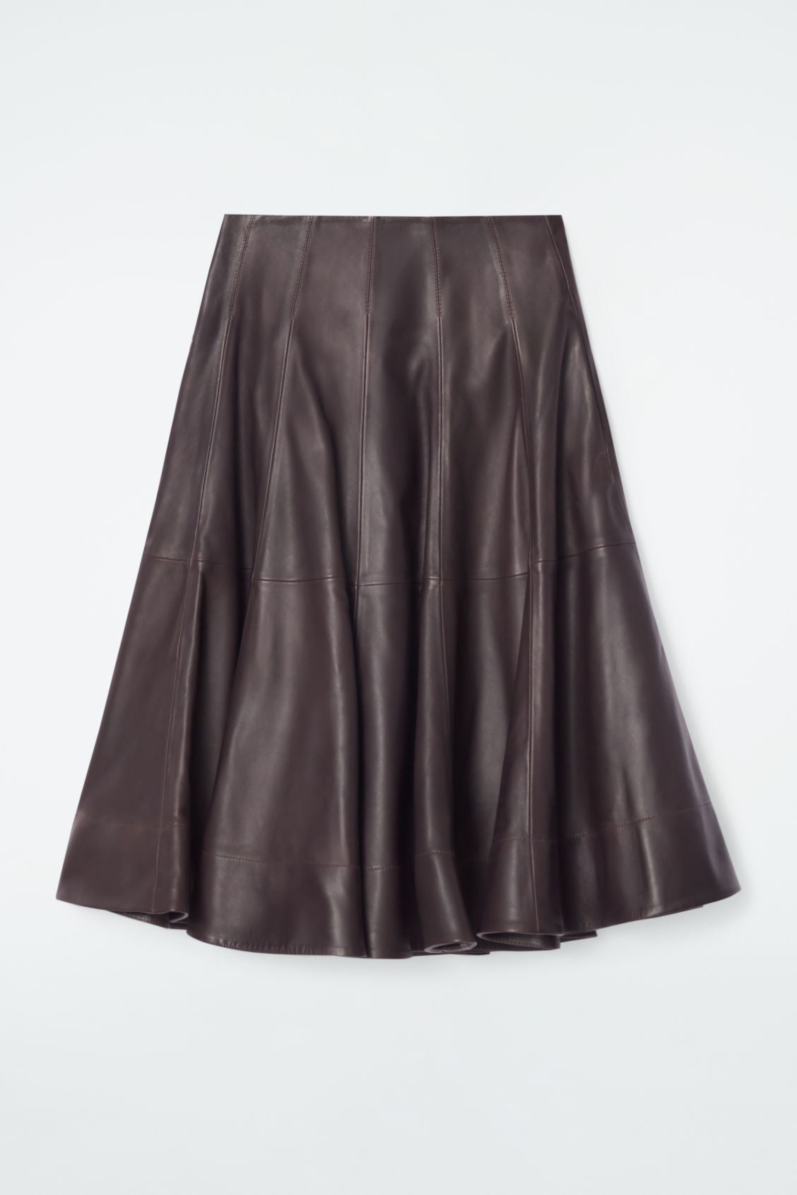 Pleated Leather Midi Skirt