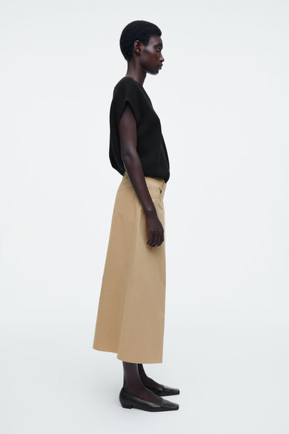 Asymmetric cotton midi skirt