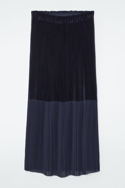 Panelled Pleated Column Maxi Skirt