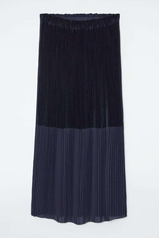 Panelled Pleated Column Maxi Skirt