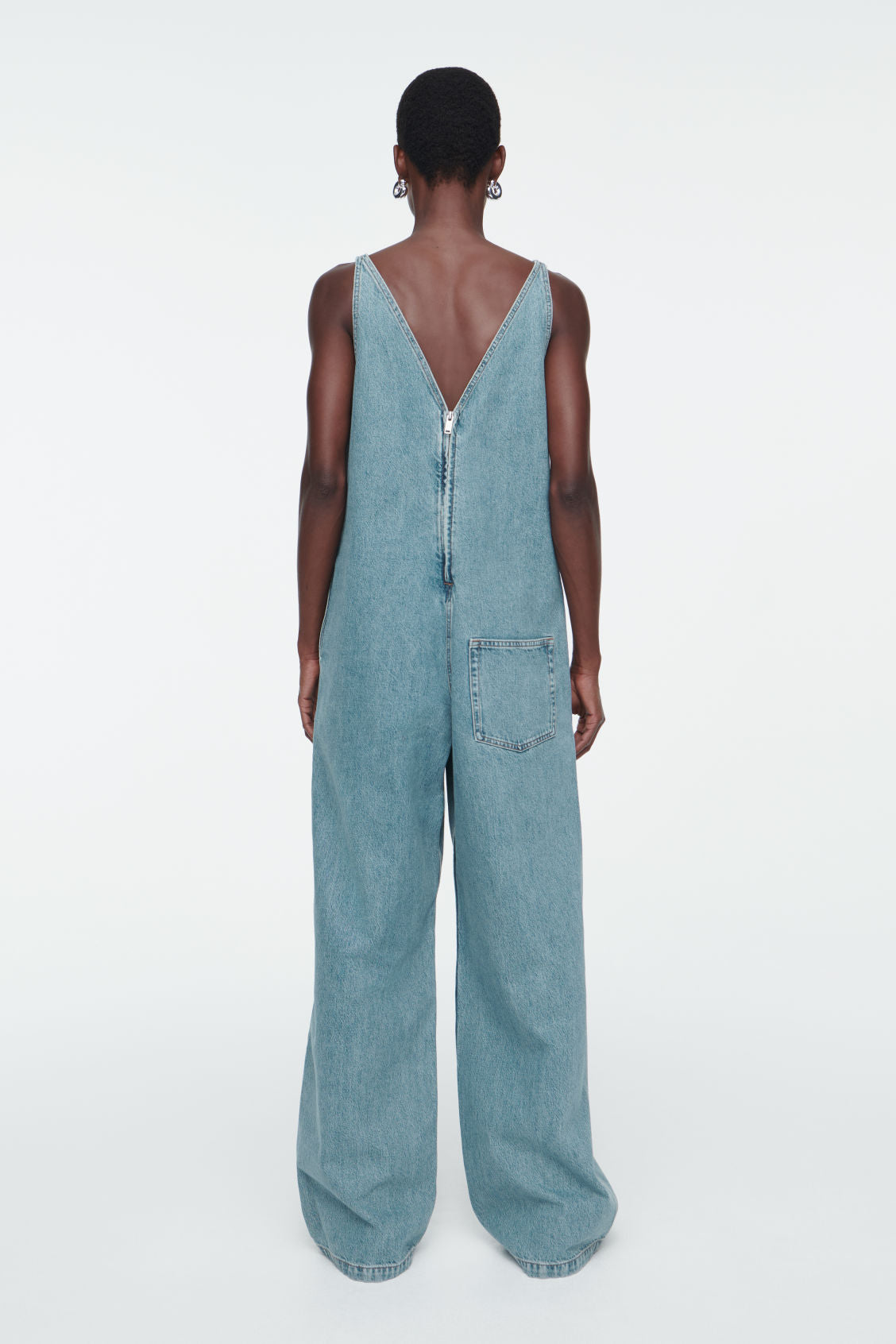 V-Neck Denim Jumpsuit