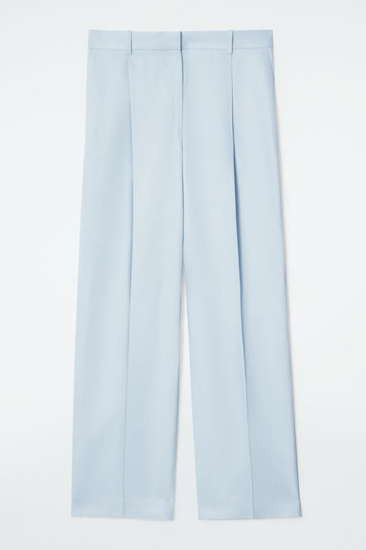 Pleated Linen-Blend Wide-Leg Trousers