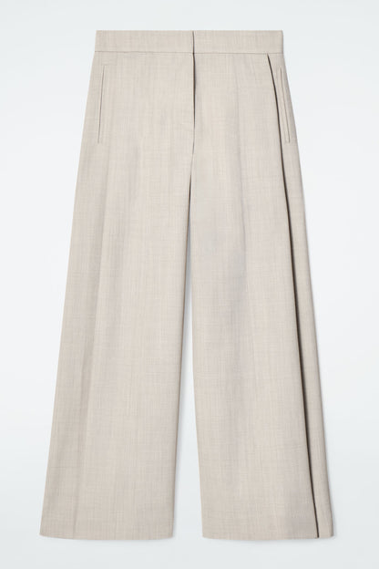 Relaxed wool-blend wide-leg trousers