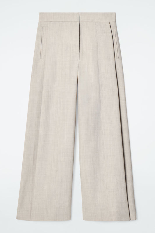 Relaxed wool-blend wide-leg trousers