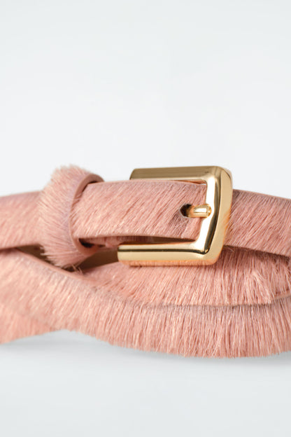 Skinny pony-hair belt
