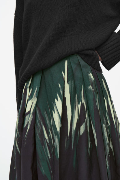 Printed bubble-hem midi skirt